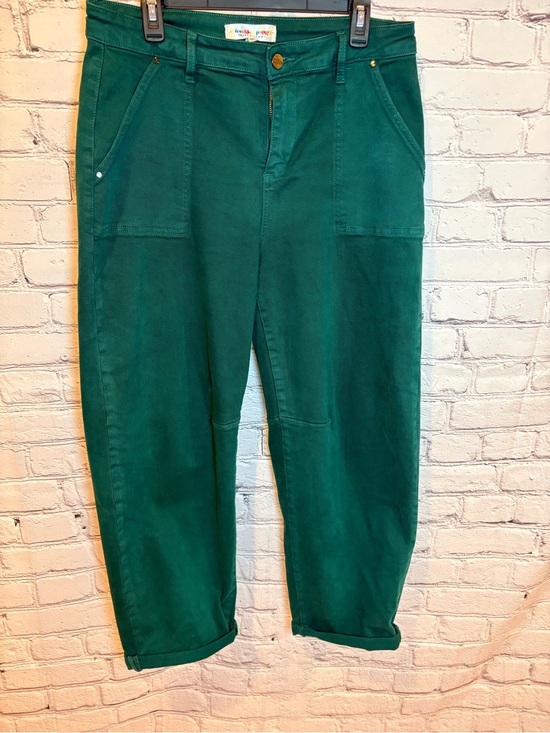 Risen Jeans Denim - Risen Look at Me High Rise Green Ankle Cuffed Barrel Jeans